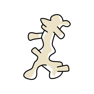 An illustration of a singular piece of lithothamnium. It almost looks like an unflavored crunch corn puff.
